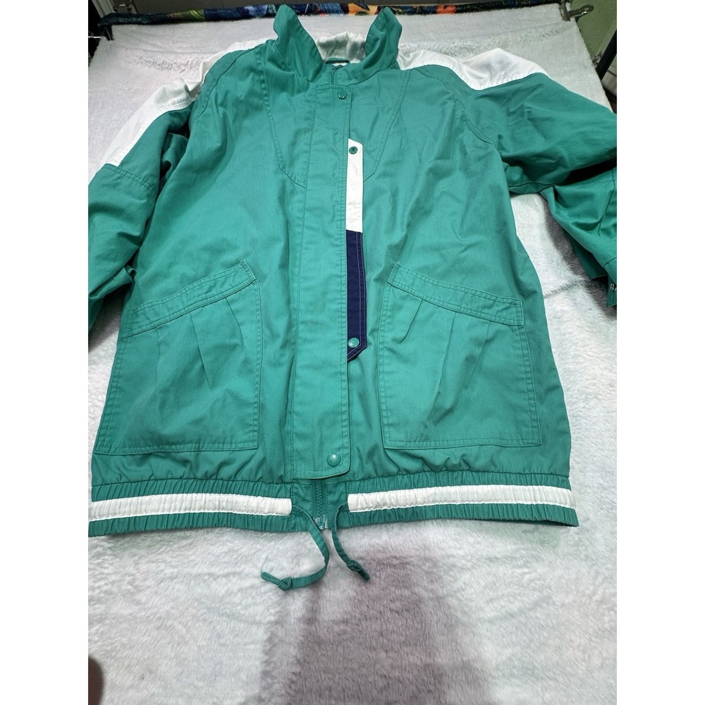 Vintage Current Seen Windbreaker Jacket L 90/80s Padded Teal/white Womens Zip